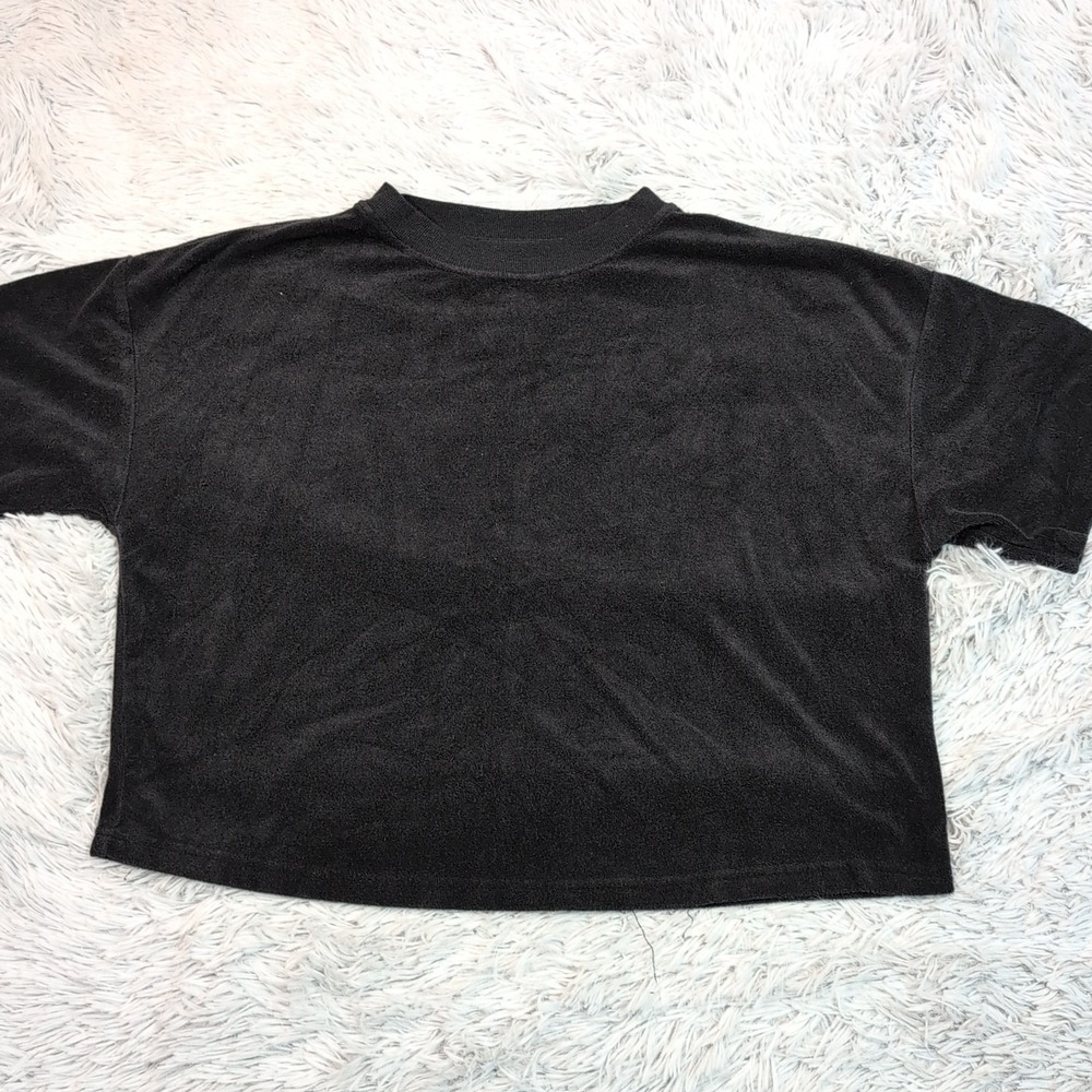Reflex Shirt Womens L Black Cropped Soft Comfort‎ Top Casual Activewear